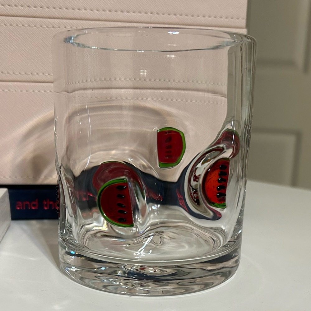 World Market Watermelon Charm Inlay Double Old Fashioned Glass